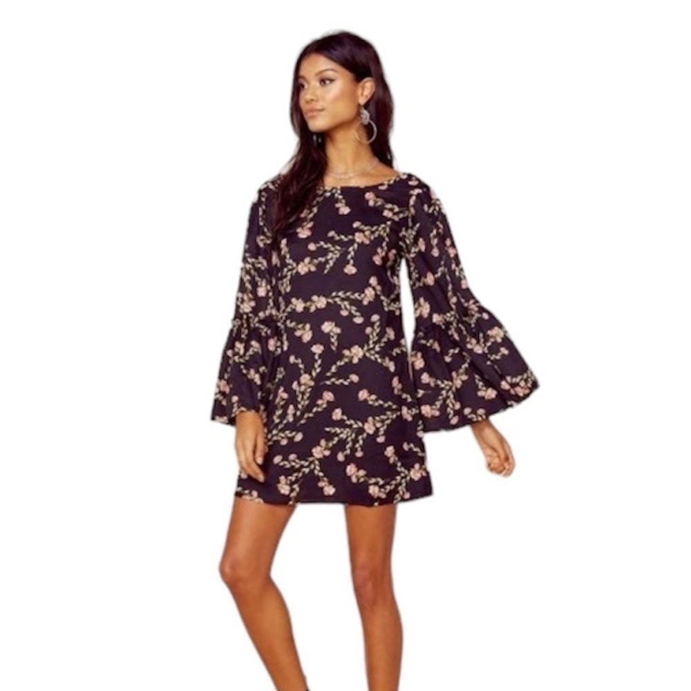 Billabong Love Like Summer Dress Size Medium Black Pink Floral Mini New NWT